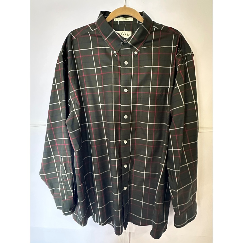 Orvis Plaid Button Down Shirt Long Sleeve Collared Menswear XL